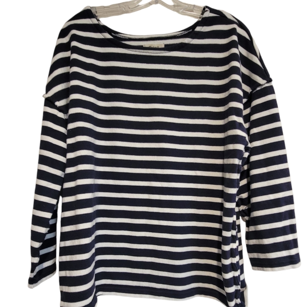 NWT Madewell Luxe Long-Sleeve Tee in Falon Stripe XXL.